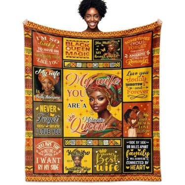 Imagem de Whasnrt Presentes de esposa afro-americana para mulheres, presente de aniversário para esposa do marido, cobertor afro, 152 x 127 cm, presente inspirador de incentivo para esposas