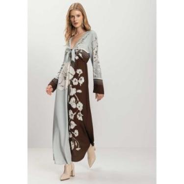 Imagem de Vestido Longo Evasê Estampado Com Manga Longa E Nó-Feminino