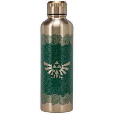 Imagem de Paladone Garrafa de água de metal Zelda licenciada oficial Tears of The Kingdom, decoração e presente para fãs de jogadores, acessório de mesa de jogos para todas as idades, utensílios de bebida para