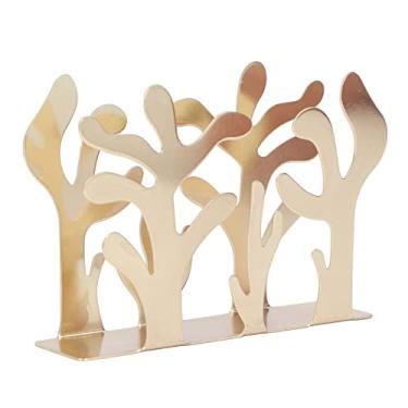 Imagem de Cryfokt Suporte de Guardanapo de Papel Elegante Oco para Fora Dispensador de Guardanapo de Aço para Cantina, Fácil de Limpar, para Decorações de Mesa de Cozinha (Dourado)