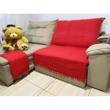 Imagem de Manta para Sofá Decorativa 2,10x1,20m em Algodão – Protetora para Sala 2 ou 3 Lugares(Vermelho Liso)