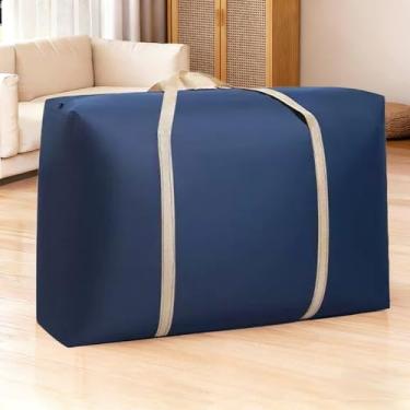 Imagem de Pacote com 2 sacos de embalagem de grande capacidade, cobertor de roupas à prova d'água, bolsa de mudança, tecido, bagagem, tecido não tecido, bolso de pele - azul