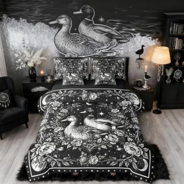 Imagem de Erosebridal Conjunto de edredom King Size Pato Mallard com lençol | Jogo de cama floral vintage galáxia de 7 peças, cama rústica de fazenda em uma bolsa, conjunto de cama de pato da floresta de caça