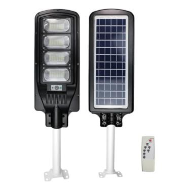 Imagem de Luminárias de rua LED de 200W alimentadas por energia solar, adequadas para vias públicas.