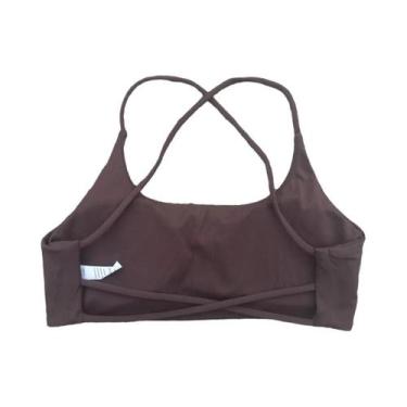 Imagem de Sutiã Esportivo Feminino De Cor Sólida Com Costas Cruzadas Para Yoga, 