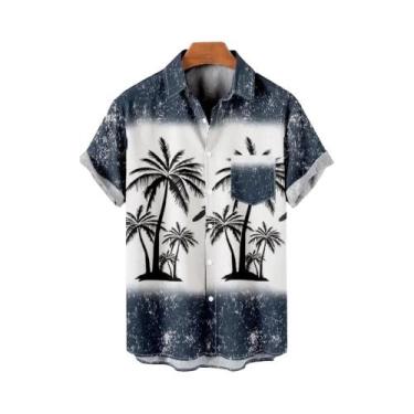 Imagem de Camisa Masculina De Manga Curta Com Estampa Floral Havaiana Moda Praia