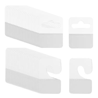 Imagem de PATIKIL Abas para pendurar 2,9 x 4,7/3,5 x 4,8 cm, 120 peças de etiquetas transparentes para pendurar abas autoadesivas, etiquetas de orifício para lojas de varejo, lojas, expositores, ganchos de