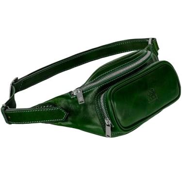 Imagem de Pochete de couro | Bolsa de barriga | Bolsa de cintura | Bolsa de cinto de couro | Pochete de couro feita à mão na Itália – Resistência ao tempo, Verde, Clássico