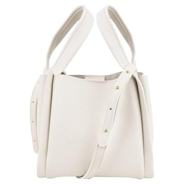 Imagem de DODAMOUR Bolsa de couro PU com bolsa removível, alça ajustável, bolsa feminina branca para trabalho, compras, viagens