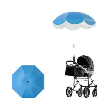 Imagem de Guarda-Sol Ajustável Com Proteção UV E Clampe Para Bicicletas, Carrinh