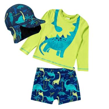 Imagem de Conjunto Praia Infantil com Boné Proteção UV Dino Floresta Verde Tip Top-Masculino