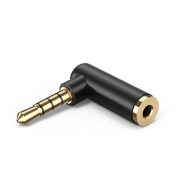 Imagem de Adaptador de áudio Angle 3,5 mm, conector de fone de ouvido estéreo TRRS 1/8 macho para fêmea compatível com fone de ouvido, MP3 Players, controle de jogo, alto-falantes, preto