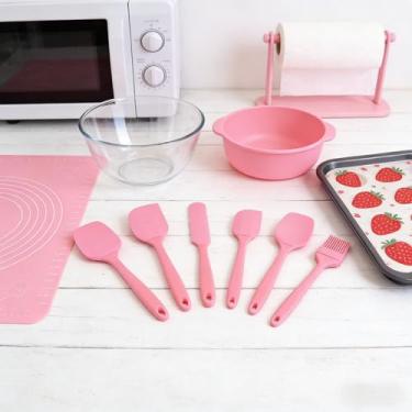 Imagem de Conjunto de 6 espátulas de silicone, colher de borracha, espátula, resistente ao calor, design de uma peça, espátula sem costura, raspadores antiaderentes, ferramenta de mistura para assar (conjunto