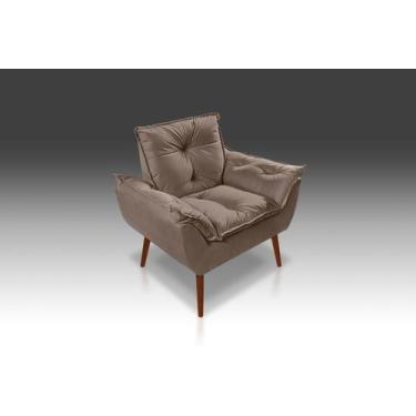 Imagem de Poltrona Opala Com Fibra Siliconada Suede Capuccino -RV DECORA - CASA 
