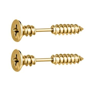Imagem de AOEDEJ Brincos de ouro 16G para mulheres e homens, punk, aço cirúrgico, cartilagem, concha, tragus, hélice, joia piercing, 1.2*6mm, Aço inoxidável, Sem pedra preciosa