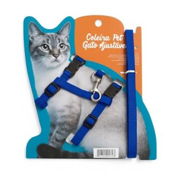 Imagem de Coleira Peitoral Ajustável para Gatos Macia e Resistente – Tamanho Único (AZUL MARINHO)