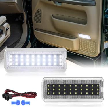 Imagem de Luzes de cortesia de painel de porta interior de LED para Ford F250 F350 F450 F550 Super Duty e 2000-2005 Excursion White Car Door Welcome Lamp com extensão, lente transparente, 2 peças