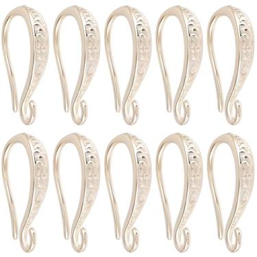 Imagem de Beebeecraft 1 caixa com 20 peças de ganchos de brincos em forma de U, fios de brinco de ouro com laço de latão claro dourado brilho estético, conectores de achados de orelha pendurados para