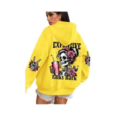 Imagem de Moletom Feminino De Fleece Multicolorido Com Estampa Divertida, Pulôve