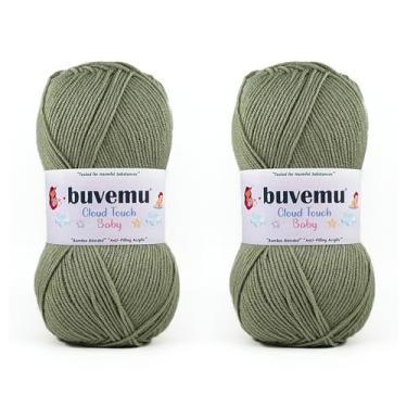 Imagem de Buvemu Cloud Touch Baby – Fio macio anti-bolinhas DK Weight para roupas de bebê, cobertores e crochê e tricô Amigurumi, 90% acrílico, 10% viscose derivado de bambu, 100 g / 260 jardas (azeitona