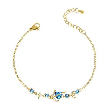 Imagem de Frigotine Pulseira de coração de prata dourada delicada para mulheres, corrente ajustável de strass brilhante, amor, casamento, dia dos namorados, joias modernas, presente, Adjustable size, Aço