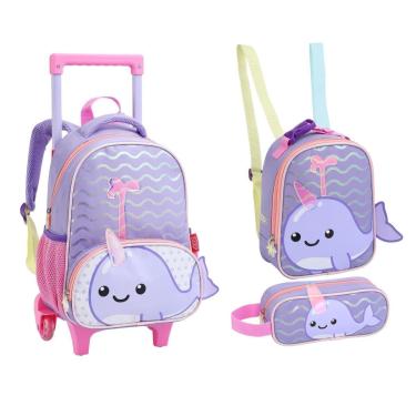 Imagem de Kit Mochila de Rodinhas Lancheira Estojo Creche ZOOP-Unissex