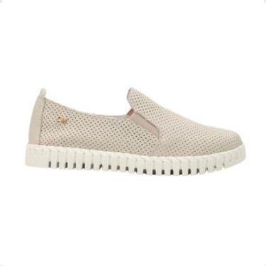 Imagem de Tênis Slip On Couro Celeste Dayane Magalhães Perfuros Off White-Feminino