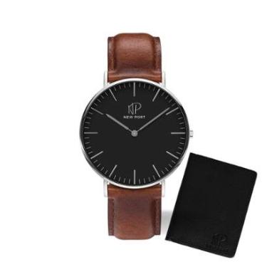 Imagem de Relógio Masculino Pulseira Marrom New Port 40mm + Carteira-Masculino