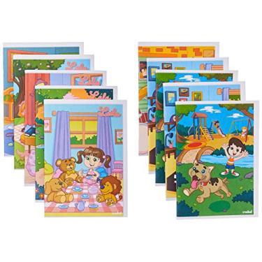 Imagem de Caderno Brochura 1/4, Pacote com 10 Cadernos, Capas Sortidas, 96 Folhas, Credeal, Modelo 2-0080-3