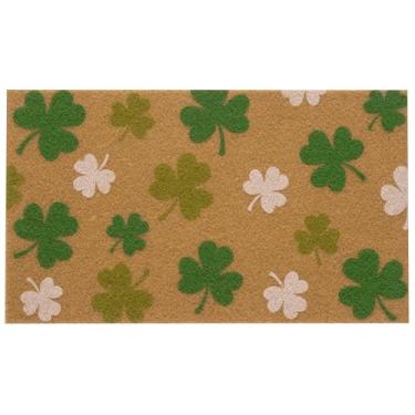Imagem de Capacho de boas-vindas do dia de São Patrício, tapete de porta trevo para entrada de varanda, trevo irlandês, tapetes de porta para entrada, primavera, decoração interna e externa para casa 43 x 73 cm