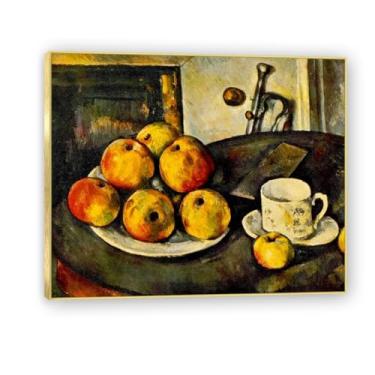 Imagem de Moldura dourada. Arte vintage emoldurada de frutas mortas, pintura clássica de cozinha country, decoração de parede de casa de fazenda quente para sala de jantar e cozinha. A37. 70 x 84 cm - 27,5 x