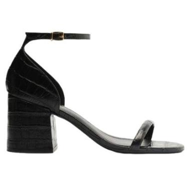 Imagem de SANDÁLIA AREZZO CROCO PRETA SALTO MÉDIO BLOCO-Feminino