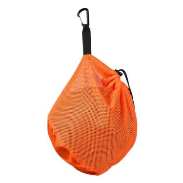 Imagem de Bolsa de bola única com bolso com zíper, 25,4 x 30,5 cm bolsa de bola de malha com cordão para armazenamento de equipamentos esportivos com clipe de fivela para transporte de basquete, futebol, vôlei