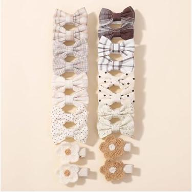 Imagem de 20 peças de grampos de cabelo pequenos para bebês meninas 3,6 cm - 5,6 cm mini conjunto de presilhas antiderrapantes totalmente forradas artesanais laço flor acessórios de cabelo para recém-nascidos