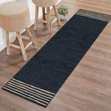 Imagem de RIANGI Tapete de área de juta/couro tecido à mão - 2,6 m x 2,5 m - Tapetes retangulares reversíveis bege rústico para quarto, cozinha, sala de estar - Tapete de juta 7 x 20 m