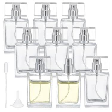 Imagem de PH PandaHall 10 frascos de perfume de vidro vazios de 30 ml recarregáveis para viagem, atomizador de perfume portátil transparente com funil conta-gotas para viagens, recipiente de óleo essencial