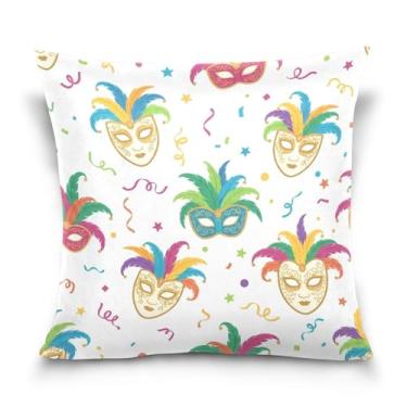 Imagem de Blueangle Capas de almofada de máscara de carnaval - 50 x 50 cm, decoração de férias de fazenda para sofá de casa (352)