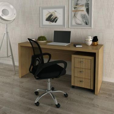 Imagem de Conjunto de Escritório com Gaveteiro com Rodinhas 3 Gavetas e Mesa par
