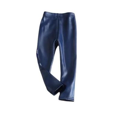 Imagem de Calças De Inverno Em Couro PU Para Meninas, Leggings Quentes E Grossas