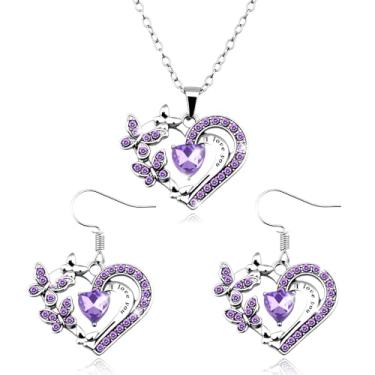 Imagem de YangQian Conjunto de colares e brincos para mulheres, presente de aniversário das mães, dia dos namorados, presente para sua esposa, namorada, aniversário, formatura, Zinco, Sem Pedra Preciosa