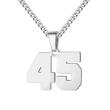 Imagem de Colar com Número Individual em Aço Inoxidável, Corrente de 22 Polegadas, Pingente Numérico Minimalista Unissex, Acessório Versátil para Uso Diário ou Presente