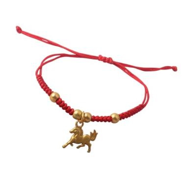 Imagem de MMIUAEG Pulseira Ano do Cavalo do Zodíaco Chinês Pulseira Vermelha Feng Shui Pingente da Sorte para Boa Sorte Proteção Presentes de Ano Novo, Medium, Zinco, Sem Pedra Preciosa