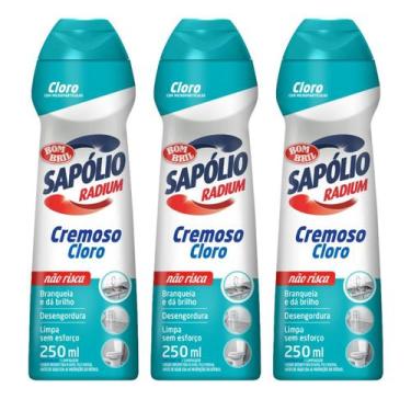 Imagem de Kit 3 Sapólio Radium Cremoso Com Cloro Bombril 250ml - Sapólio Radium 