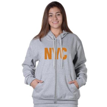 Imagem de MOLETOM ABERTO ESTAMPA NEW YORK CITY DOURADO-Feminino
