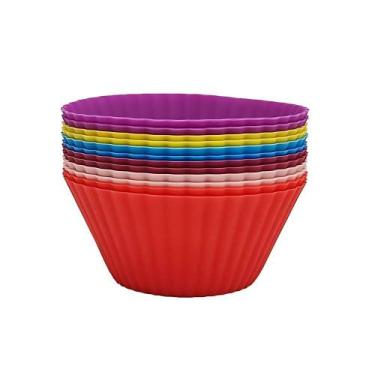 Imagem de Kit 12 Formas de Silicone Multiuso para Cupcake e Muffins Flexível e A