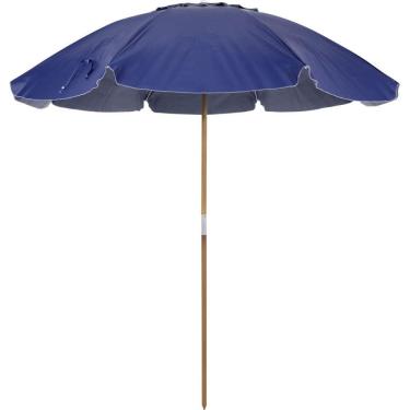 Imagem de Guarda-sol Praia Caioba 2,40m Azul Marinho Bel Haste Madeira