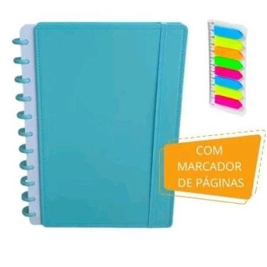 Imagem de Caderno Inteligente com 10 Discos Reutilizáveis, 80 Folhas Destacáveis, Capa Dura, Régua Marcadora e Marcador Colorido (azul)