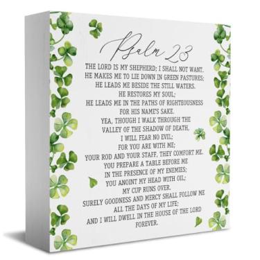 Imagem de Sinais de arte inspiradores do Dia de São Patrício, Salmo 23 The lord is My Shepherd i Shall Not Want. Placa de caixa, para decoração de casa ou escritório, decoração de parede cristã ornamento de 12