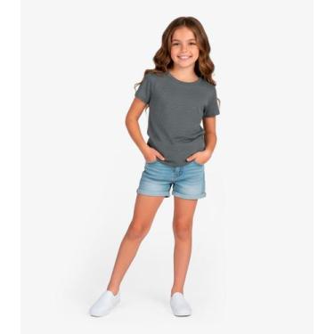 Imagem de Blusa Infantil Manga Curta Básica Soletex Cinza, 10, Cinza