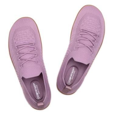 Imagem de Frank Mully Tênis de caminhada feminino, bico largo, sapatos descalços de malha com suporte de arco, Roxa, 37